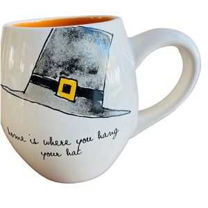 RAE DUNN MAGENTA MUG HOME IS WHERE YOU HANG YOUR HAT NOVELTY CUP